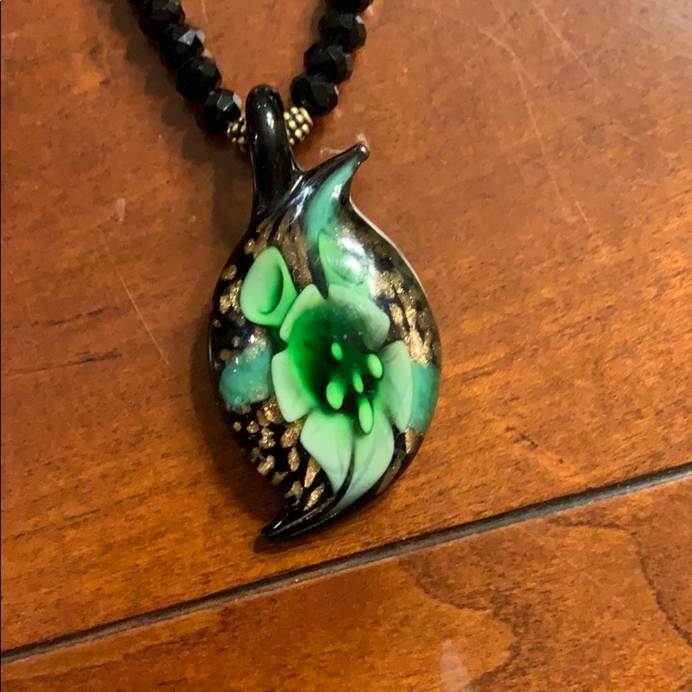 Handmade Crystal necklace with glass pendant